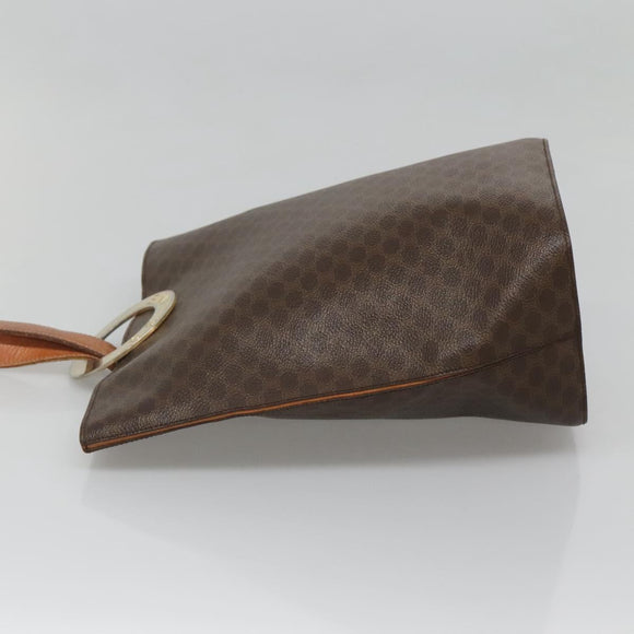 CELINE Macadam Canvas Schoudertas PVC Leer Bruin Goud Auth 123185