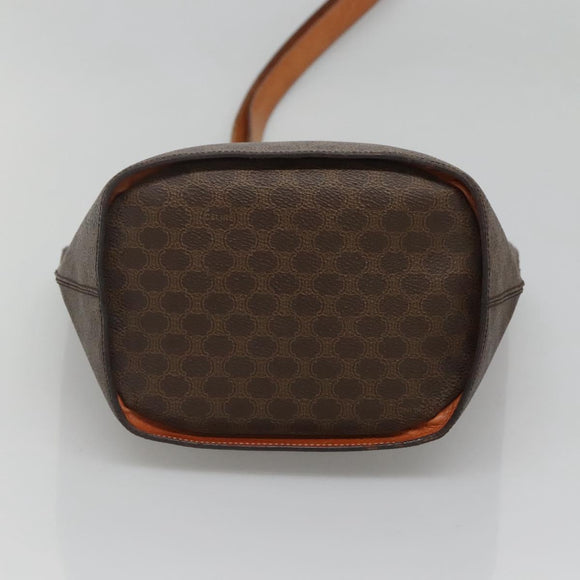CELINE Macadam Canvas Schoudertas PVC Leer Bruin Goud Auth 123185