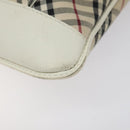 BURBERRY Nova Check Shoulder Bag Canvas Beige Silver Auth 123191-14