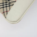 BURBERRY Nova Check Shoulder Bag Canvas Beige Silver Auth 123191-15