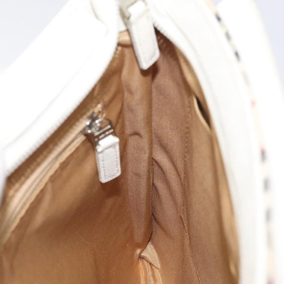 BURBERRY Nova Check Shoulder Bag Canvas Beige Silver Auth 123191