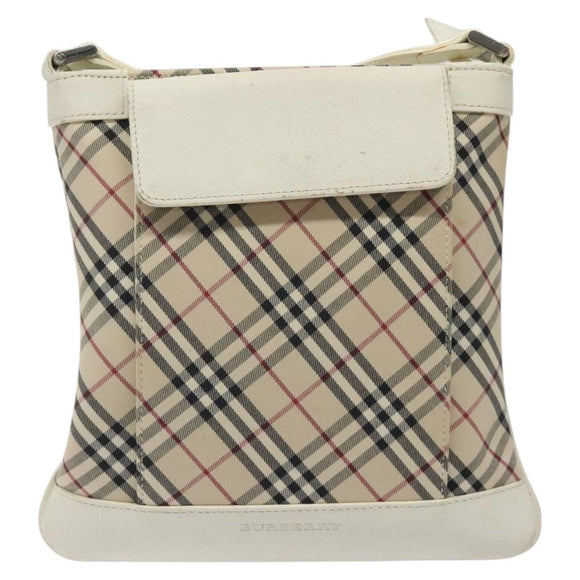 BURBERRY Nova Check Shoulder Bag Canvas Beige Silver Auth 123191