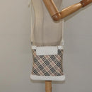 BURBERRY Nova Check Shoulder Bag Canvas Beige Silver Auth 123191-21