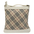 BURBERRY Nova Check Shoulder Bag Canvas Beige Silver Auth 123191-2