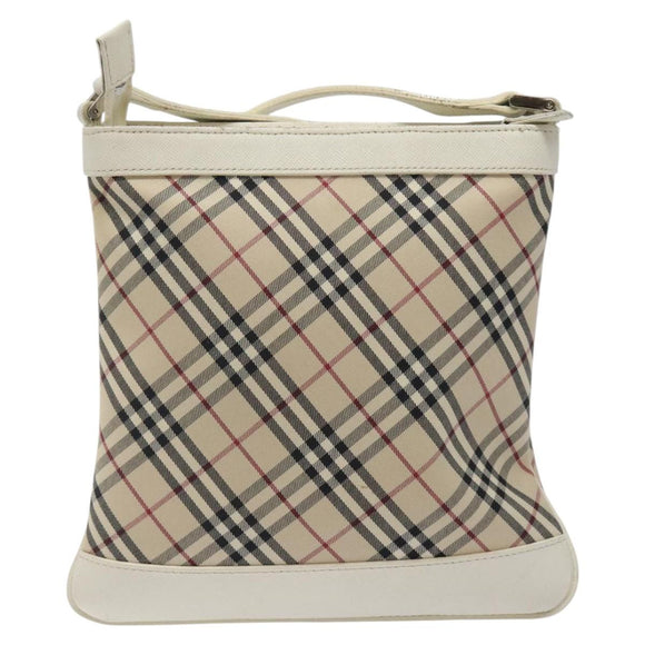 BURBERRY Nova Check Shoulder Bag Canvas Beige Silver Auth 123191