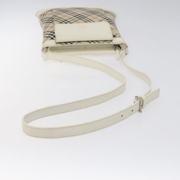 BURBERRY Nova Check Shoulder Bag Canvas Beige Silver Auth 123191