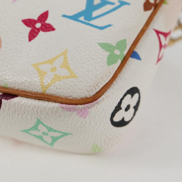 LOUIS VUITTON Multicolor Pochette Accessoires Pouch White M92649 Auth 123204V