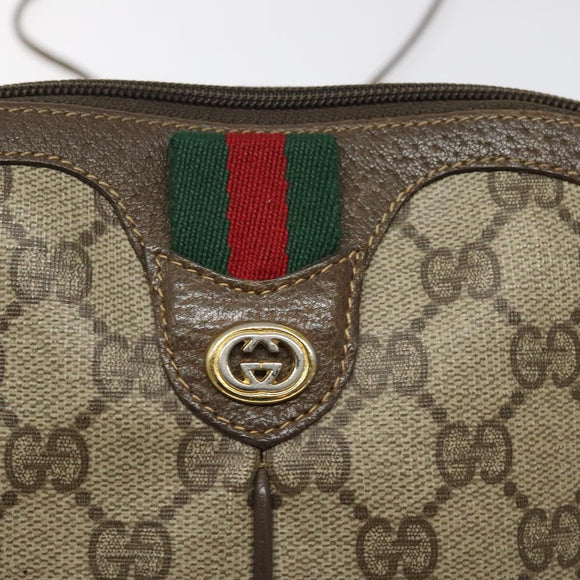 GUCCI GG Supreme Web Sherry Line Shoulder Bag PVC Beige 904 02 047 Auth 123208