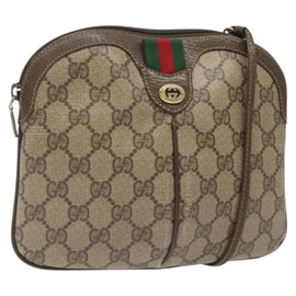 GUCCI GG Supreme Web Sherry Line Shoulder Bag PVC Beige 904 02 047 Auth 123208