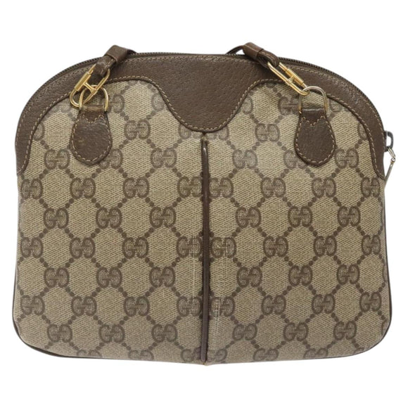 GUCCI GG Supreme Web Sherry Line Shoulder Bag PVC Beige 904 02 047 Auth 123208