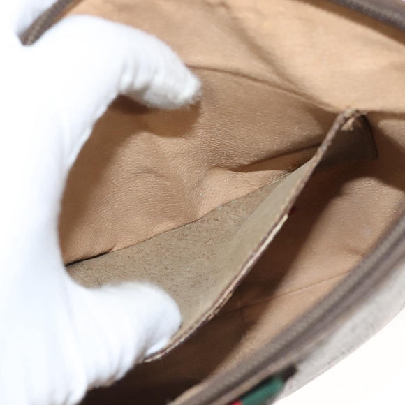 GUCCI GG Supreme Web Sherry Line Shoulder Bag PVC Beige 904 02 047 Auth 123211