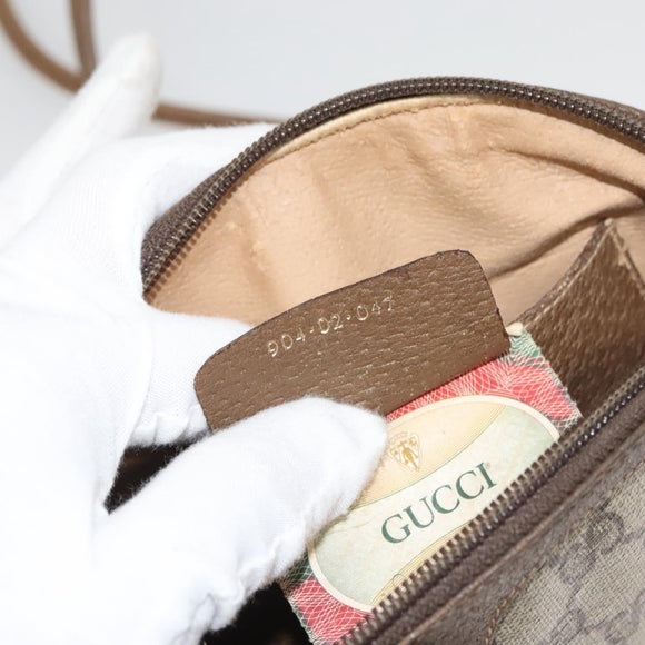 GUCCI GG Supreme Web Sherry Line Shoulder Bag PVC Beige 904 02 047 Auth 123211