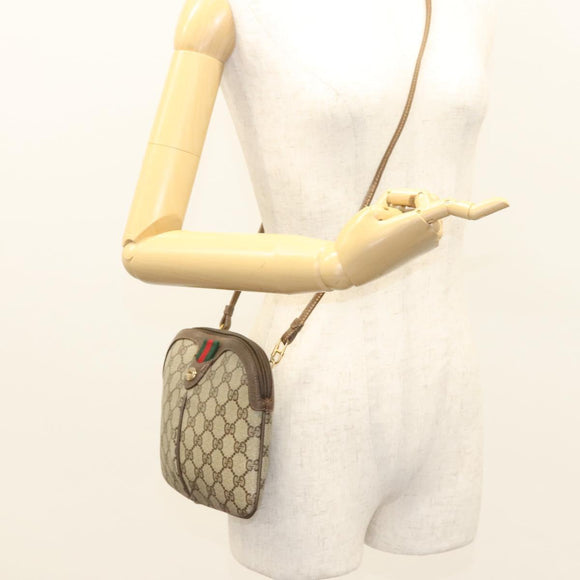 GUCCI GG Supreme Web Sherry Line Shoulder Bag PVC Beige 904 02 047 Auth 123211
