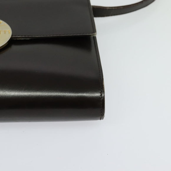CELINE Shoulder Bag Leather Black Gold Auth 123215