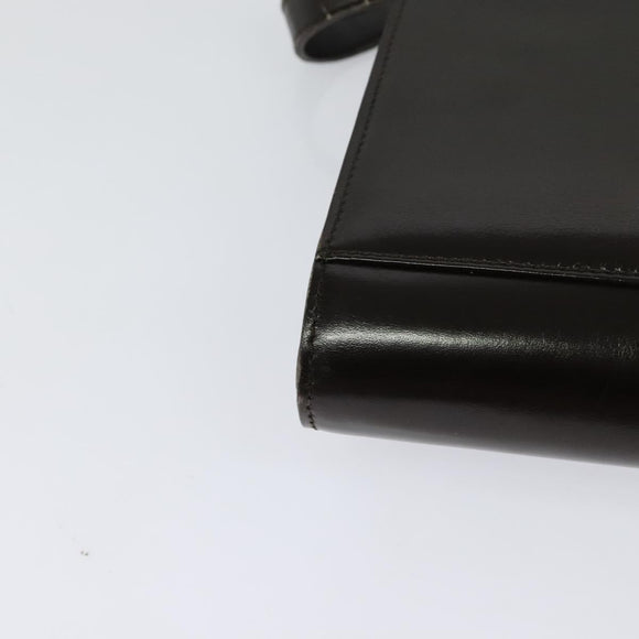 CELINE Shoulder Bag Leather Black Gold Auth 123215