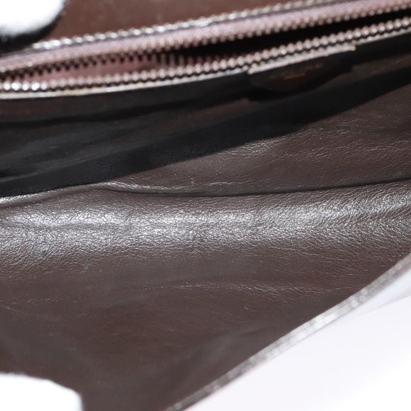 CELINE Shoulder Bag Leather Black Gold Auth 123215