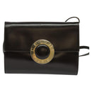 CELINE Shoulder Bag Leather Black Gold Auth 123215-2