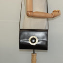 CELINE Shoulder Bag Leather Black Gold Auth 123215-22