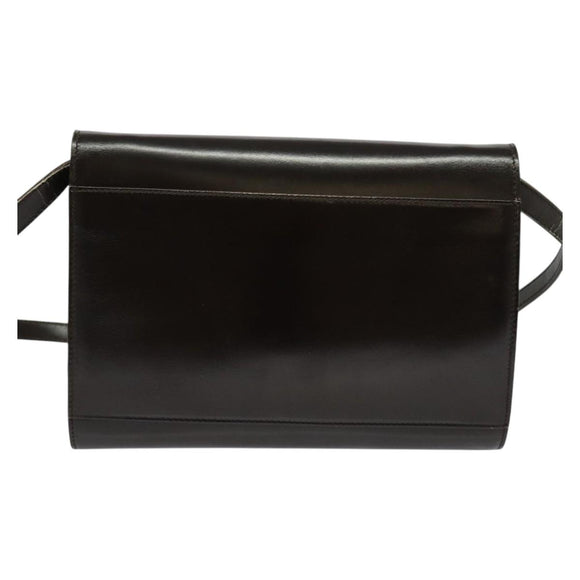 CELINE Shoulder Bag Leather Black Gold Auth 123215