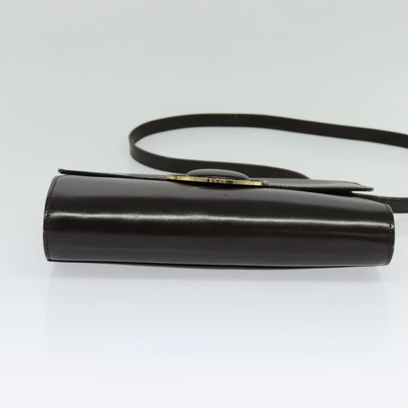 CELINE Shoulder Bag Leather Black Gold Auth 123215