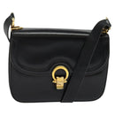 CELINE Shoulder Bag Leather Black Gold Auth 123216-1