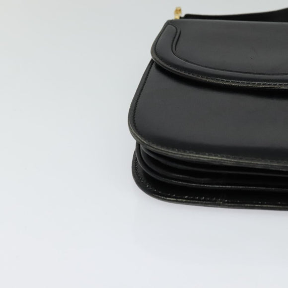 CELINE Shoulder Bag Leather Black Gold Auth 123216