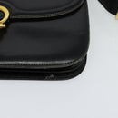 CELINE Shoulder Bag Leather Black Gold Auth 123216-15
