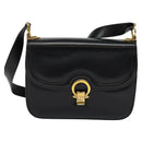 CELINE Shoulder Bag Leather Black Gold Auth 123216-13