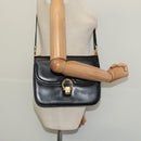 CELINE Shoulder Bag Leather Black Gold Auth 123216-22