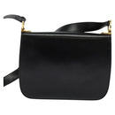 CELINE Shoulder Bag Leather Black Gold Auth 123216-2