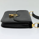 CELINE Shoulder Bag Leather Black Gold Auth 123216-4