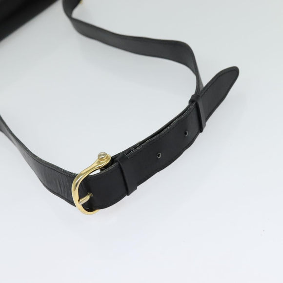 CELINE Shoulder Bag Leather Black Gold Auth 123216