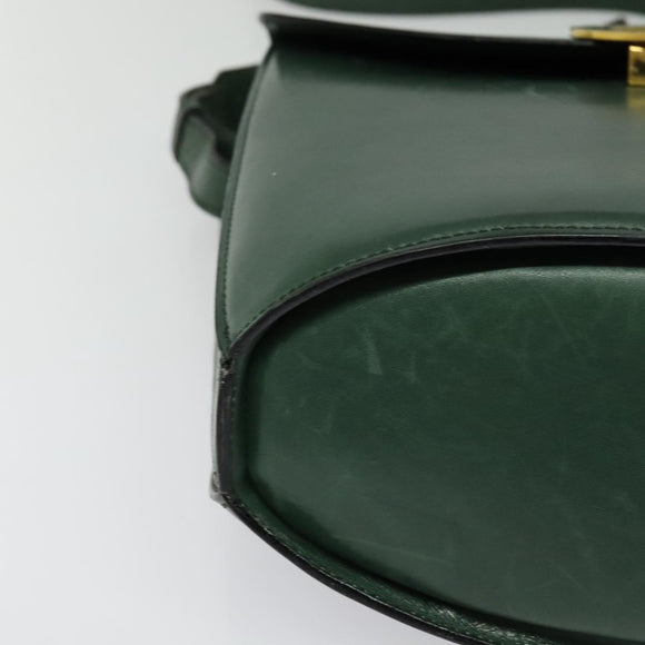CELINE Shoulder Bag Leather Green Gold Auth 123217
