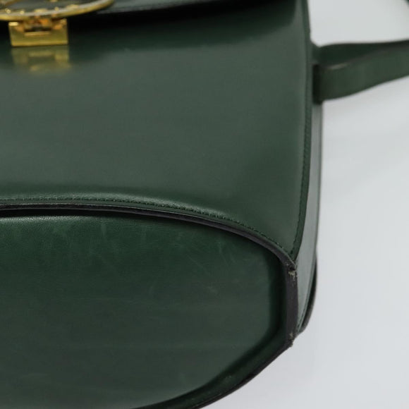 CELINE Shoulder Bag Leather Green Gold Auth 123217