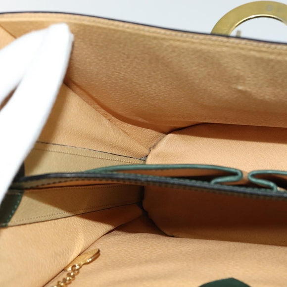 CELINE Shoulder Bag Leather Green Gold Auth 123217