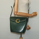 CELINE Shoulder Bag Leather Green Gold Auth 123217-22