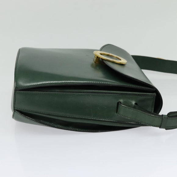 CELINE Shoulder Bag Leather Green Gold Auth 123217