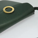 CELINE Shoulder Bag Leather Green Gold Auth 123217-6