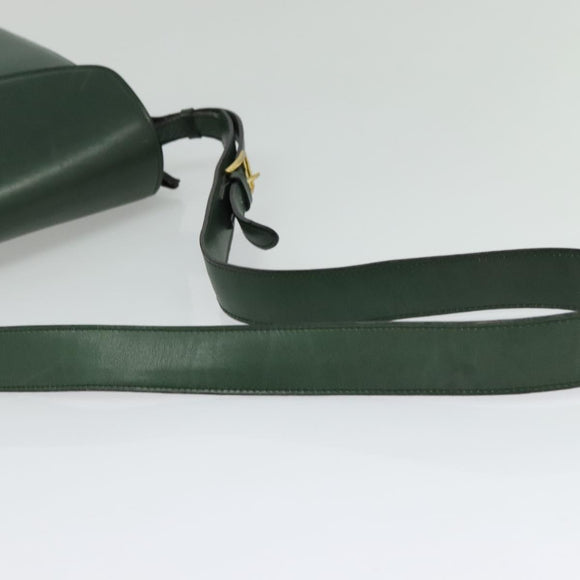 CELINE Shoulder Bag Leather Green Gold Auth 123217