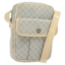 CELINE Macadam Canvas Shoulder Bag Light Blue Silver Auth 123219-1