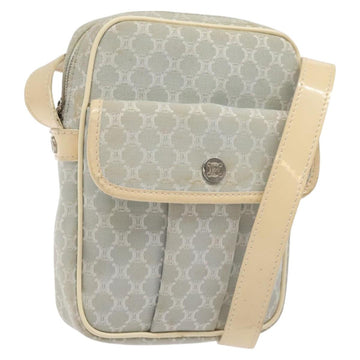 CELINE Macadam Canvas Shoulder Bag Light Blue Silver Auth 123219