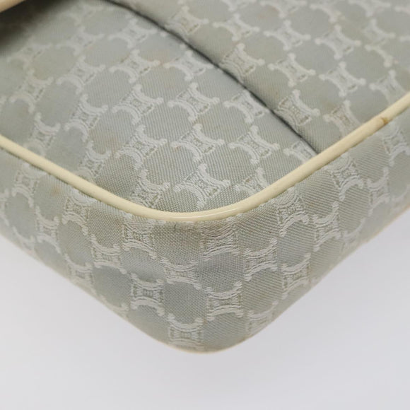 CELINE Macadam Canvas Shoulder Bag Light Blue Silver Auth 123219