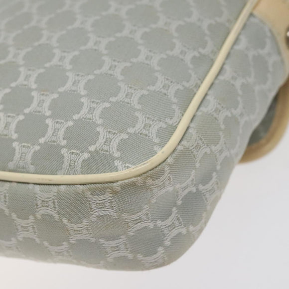 CELINE Macadam Canvas Shoulder Bag Light Blue Silver Auth 123219