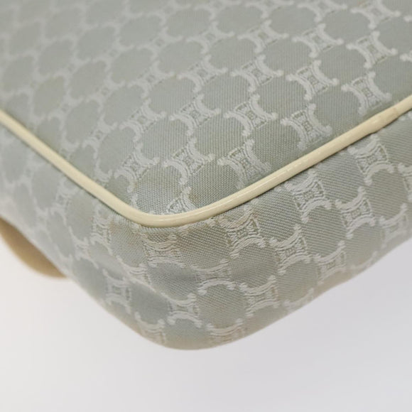 CELINE Macadam Canvas Shoulder Bag Light Blue Silver Auth 123219