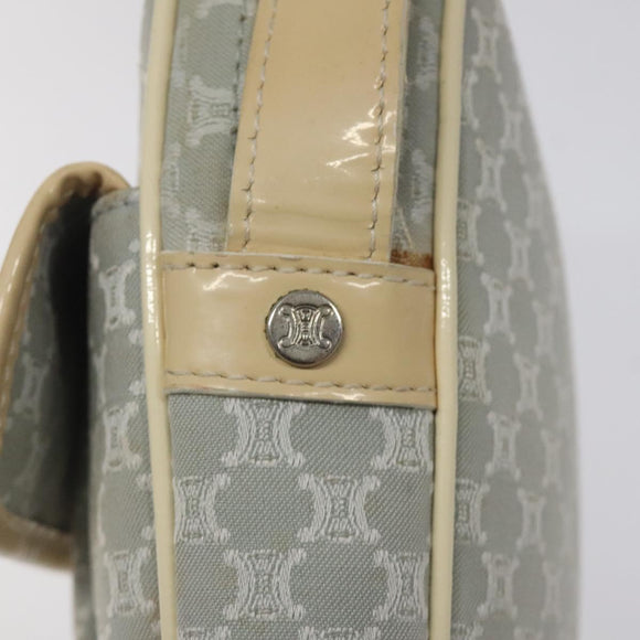 CELINE Macadam Canvas Shoulder Bag Light Blue Silver Auth 123219