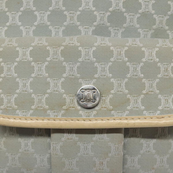 CELINE Macadam Canvas Shoulder Bag Light Blue Silver Auth 123219