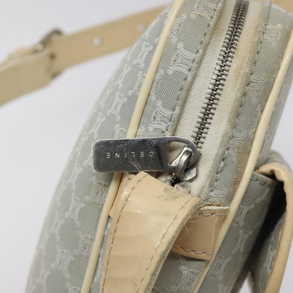 CELINE Macadam Canvas Shoulder Bag Light Blue Silver Auth 123219