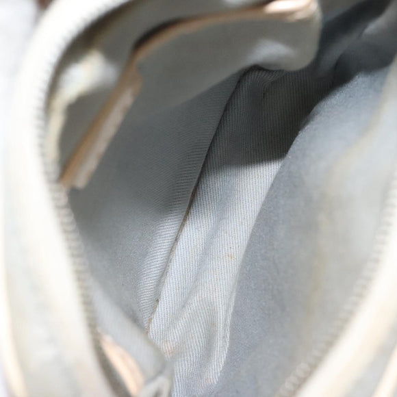 CELINE Macadam Canvas Shoulder Bag Light Blue Silver Auth 123219