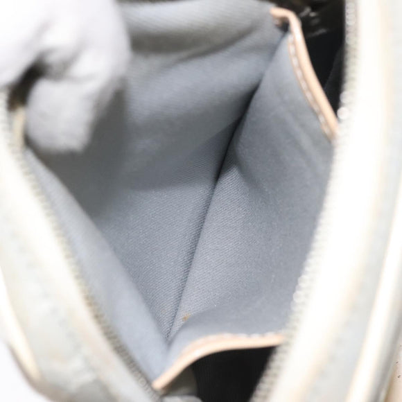 CELINE Macadam Canvas Shoulder Bag Light Blue Silver Auth 123219