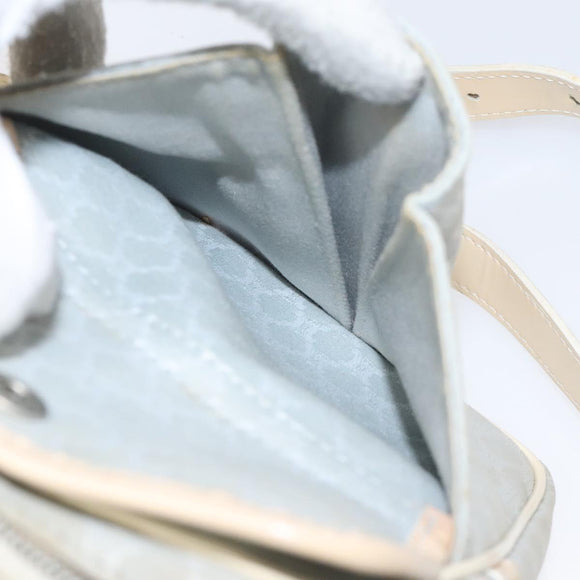 CELINE Macadam Canvas Shoulder Bag Light Blue Silver Auth 123219